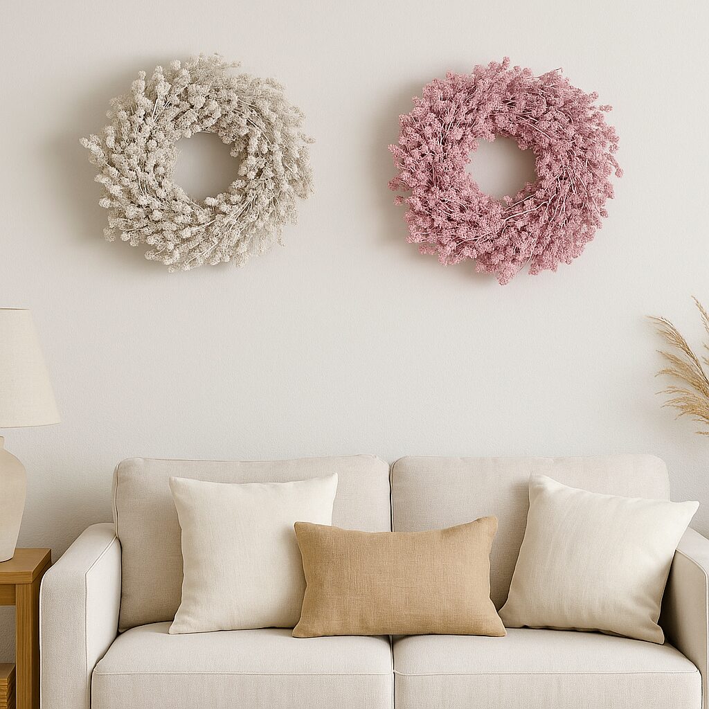 Leinenkraut Kranz, getrocknet -Trockenblumenkranz - 2 Farben zur Auswahl - Ø 25cm – Bild 2