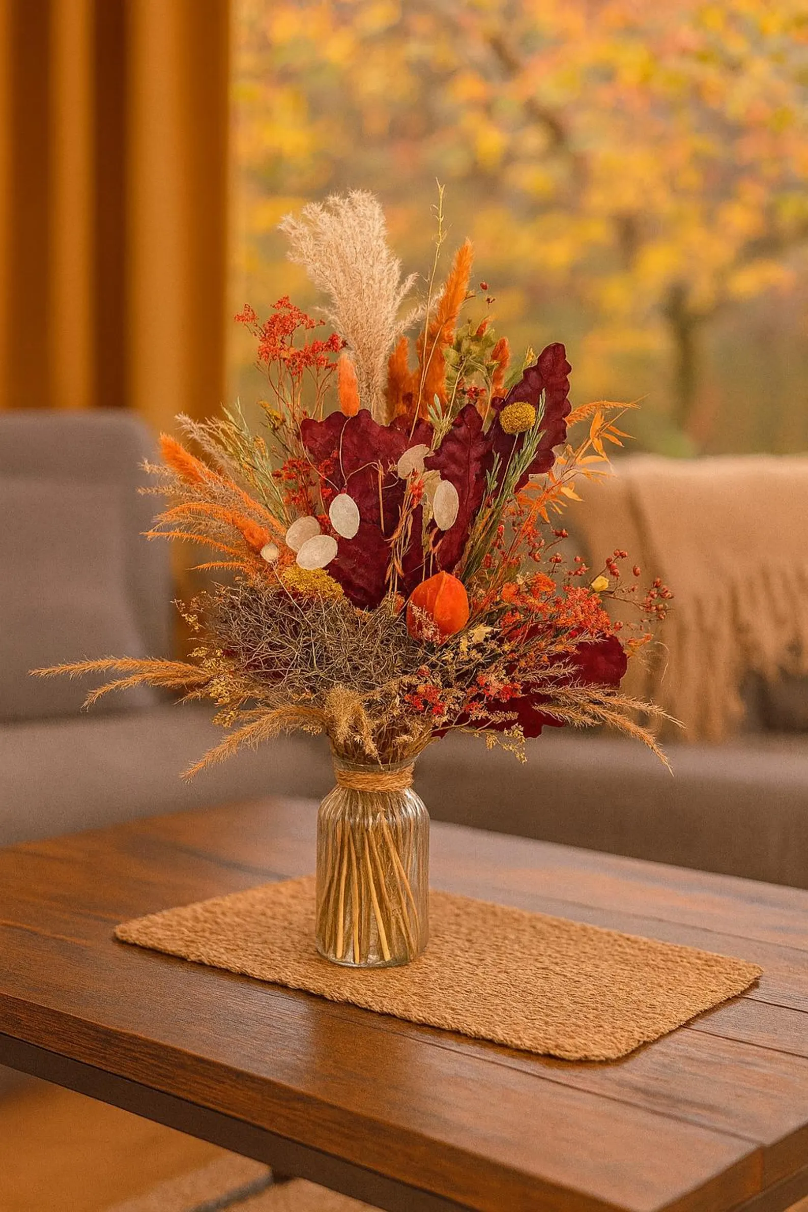 XL Trockenblumenstrauß "Herbstglück" Geschenkstrauß – Bild 2