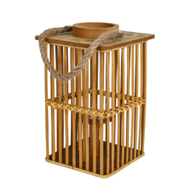 Holzlaterne-Malaga, Kerzenhalter Glas, Massiv Holz