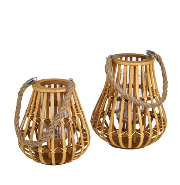 Holzlaterne Sevilla - Gartenlaterne mit Glaseinsatz - Gartendeko