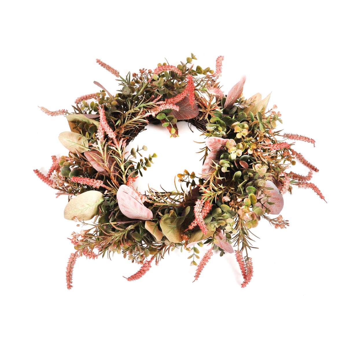 Autumn wreath, artificial door wreath, sage, eucalyptus, grass, Ø 50