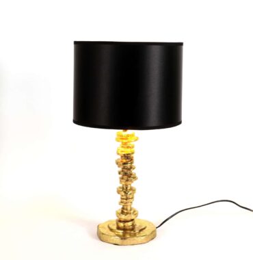 Modern table lamp, lampshade black-gold, designer lamp
