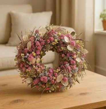 Trockenblumenkranz, Tischkranz getrocknet Vintage Stil - Ø 35cm