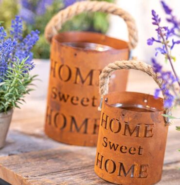 Rost-Windlicht - Home sweet Home - Kerzenhalter Garten - Rostlaterne - Wetterfest