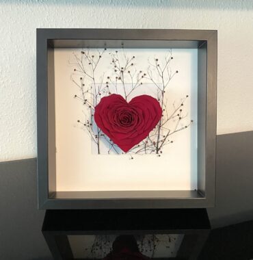 Infinity rose heart in a picture frame Flower heart, eternal rose