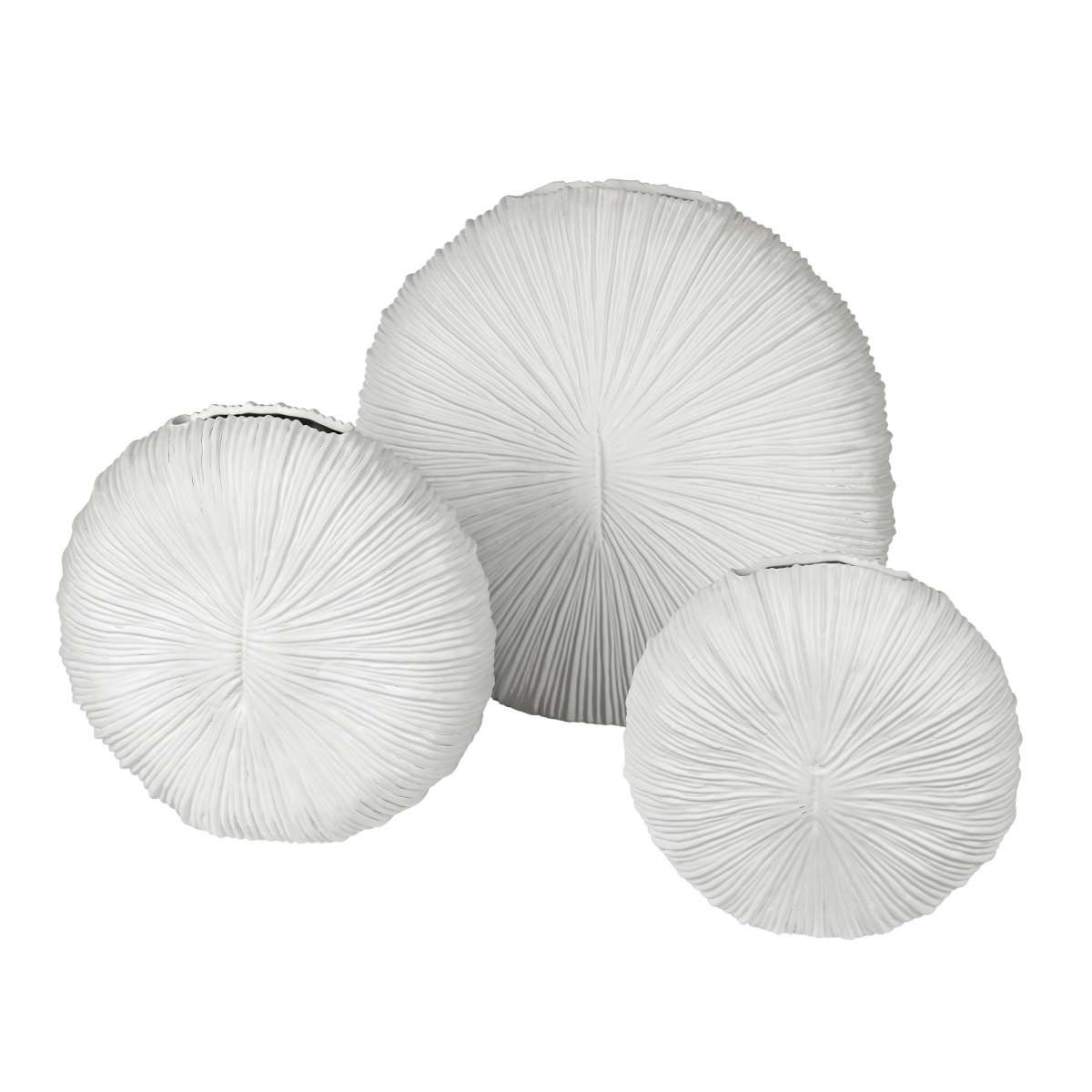 Moderne Vase Oval weiß-matt glasiert Keramikvase Blumenvase strukturierten Musterung