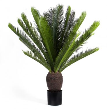 Kunstpflanze Palme-Cycas naturgetreu mit großen Wedeln, 100cm Höhe, grün