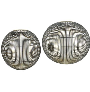 Windlicht XL Draht-Laterne Miguel mit Glaseinsatz, rund - Beleuchtung für stimmungsvolle Atmosphäre