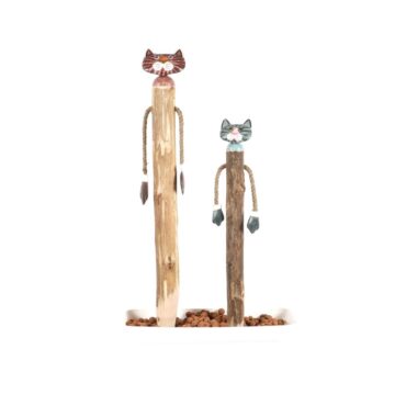 Garden figure cat wooden-metal spike: decorative garden plug cat for your outdoor area