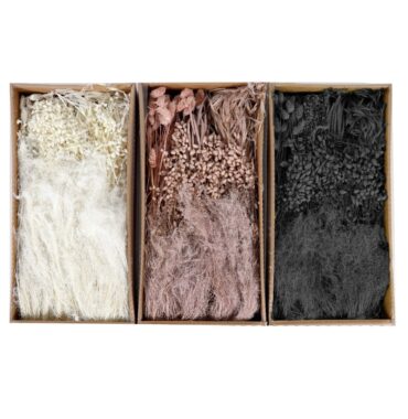 Trockenblumen Sortimente - DIY Set - Weiß/Schwarz/Rosa - Blumen Mix