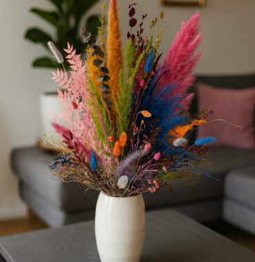 Bunter Trockenblumenstrauß "Carnevale" Farbige Dekoration mit Pampasgras & Eukalyptus