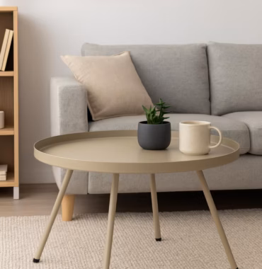 Moderner Beistelltisch - Metall Deko-Tisch rund in Taupe, Ø50xh32 cm, 4 Beine - Stilvolle Ergänzung für Ihr Zuhause