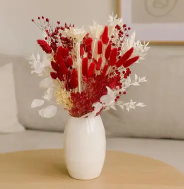 Trockenblumenstrauß „red love“ Natur Deko - getrockneter Blumenstrauß aus verschiedenen Trockenblumen und Gräser