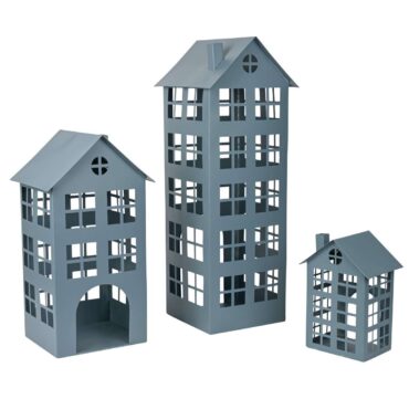 Grey house lantern - Light house - Metal house - Lantern - Perfect for indoor and outdoor decoration - House-shaped lantern