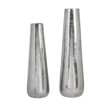 Moderne Aluguss Bodenvase in Silber mit breiter Öffnung - konisch geformt in 2 Größen - stilvolle Dekoration für Ihr Zuhause