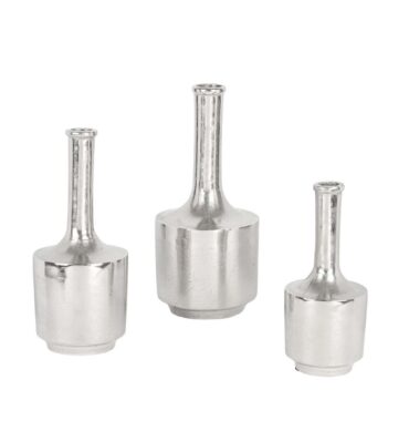 Elegante Metall-Vase mit langem Hals in Silber - stilvolle Dekoration für Ihr Zuhause