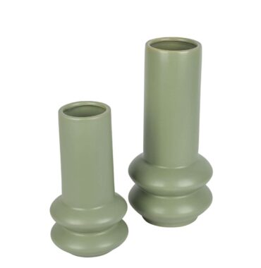 Moderne Keramikvase in Salbei matt glasiert - Skandinavische Tischdeko in 2 Größen zur Auswahl