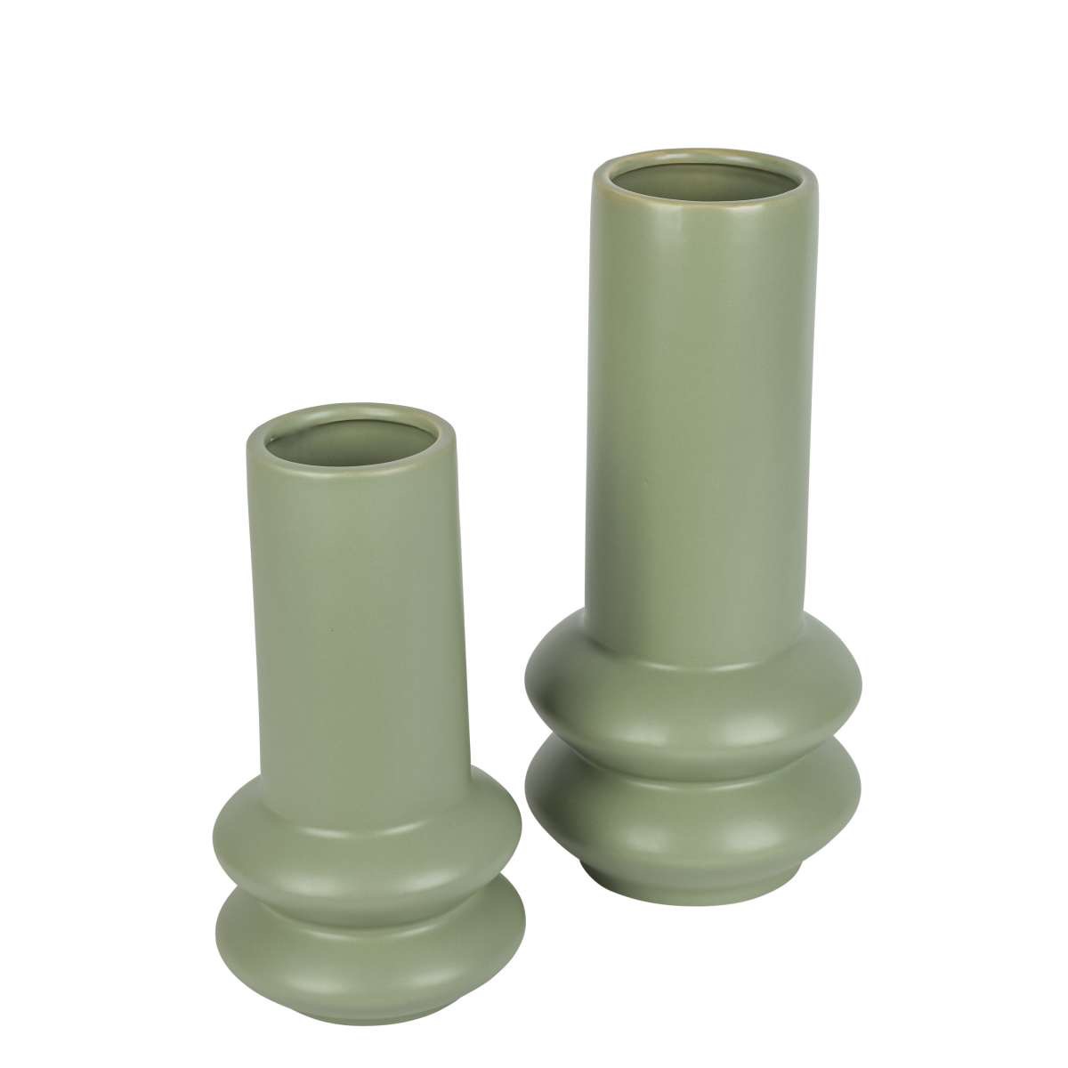 Moderne Keramikvase in Salbei matt glasiert - Skandinavische Tischdeko in 2 Größen zur Auswahl