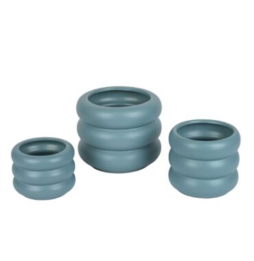 Moderner Blumentopf „Wave“ Blaugrau  gewellt in verschiedenen Größen - stilvolle Dekoration für Ihr Zuhause