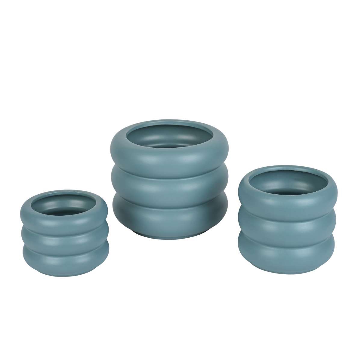 Moderner Blumentopf „Wave“ Blaugrau gewellt in verschiedenen Größen - stilvolle Dekoration für Ihr Zuhause