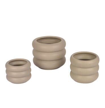 Moderner Blumentopf „Wave“ Taupe gewellt in verschiedenen Größen - stilvolle Dekoration für Ihr Zuhause