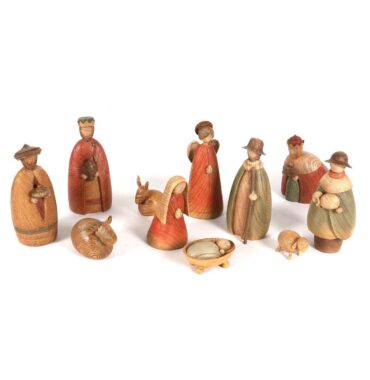 Crib figurine set 11 pieces in wood look for Christmas crib - Decorative Christmas figurines for the festive season