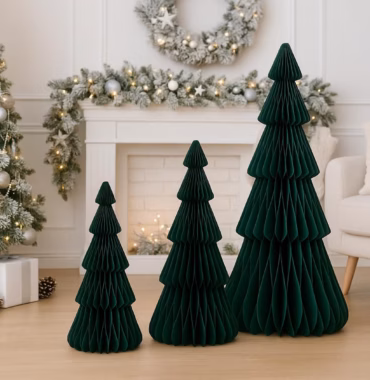 XL Christmas tree made of paper in green - 4 different sizes - Practically foldable with magnetic closure