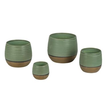 Green matt glazed flower pot in 4 sizes - Round planter for stylish planting