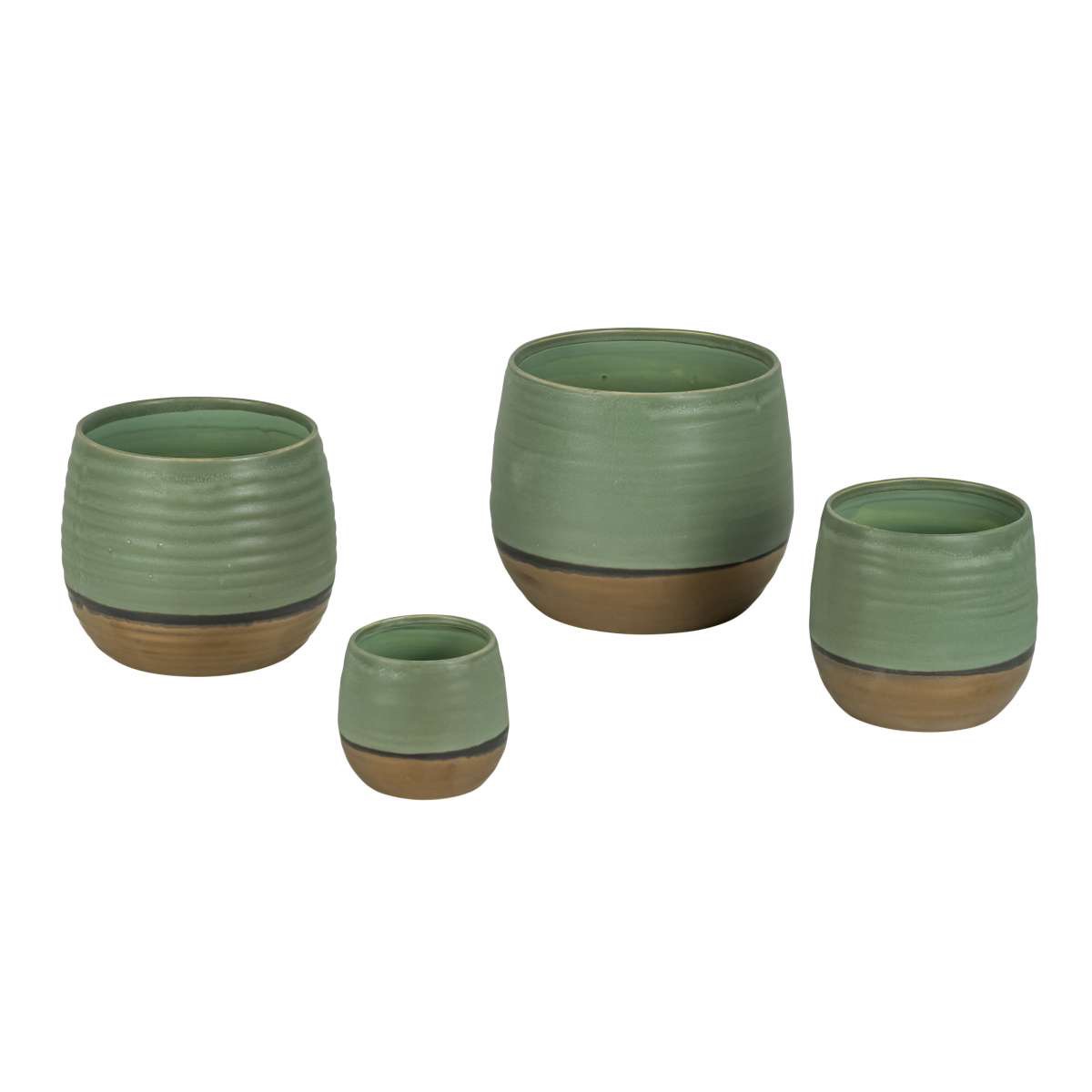 Green matt glazed flower pot in 4 sizes - Round planter for stylish planting