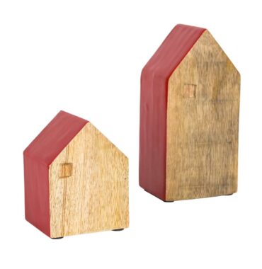 Skandi decorative house "Casa" made of wood in red-nature - stylish wooden decoration for your home