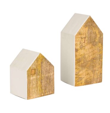 Skandi Deko-Haus „Casa“ aus Holz in Weiß-Natur - stilvolle Holzdekoration für Ihr Zuhause