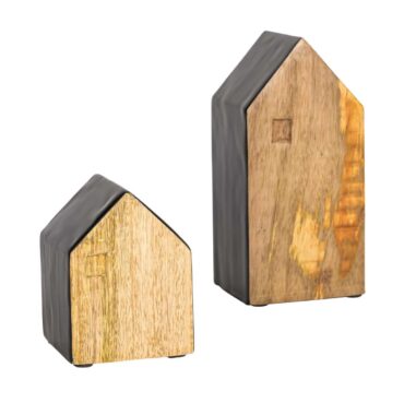 Skandi Deko-Haus „Casa“ aus Holz in Schwarz-Natur - stilvolle Holzdekoration für Ihr Zuhause