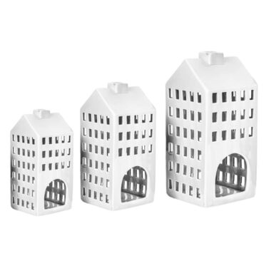 Teelichthaus Kiel aus Keramik - Lichthaus in weiß glasiert - 3 verschiedene Größen - stilvolle Dekoration für gemütliche Abende