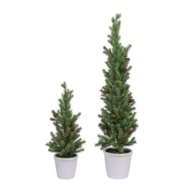 Artificial fir tree - Christmas tree potted with fir cones green in 2 sizes - Decorative eye-catcher for the festive season!
