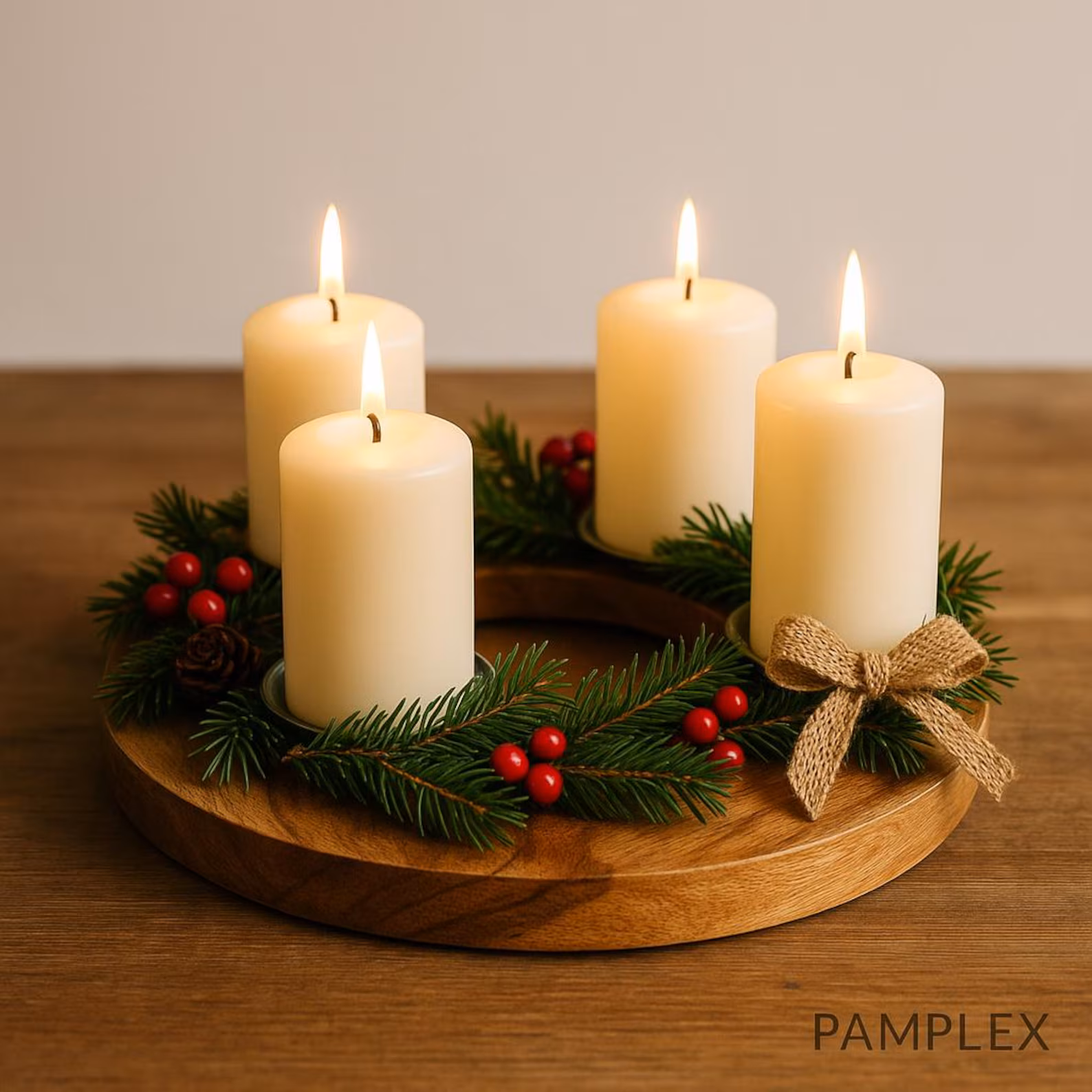 Wooden Advent wreath - Candle holder Advent - Table wreath - Christmas table decoration - Image 3