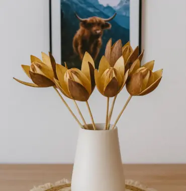 Wildlilie am Stiel Naturfarben - Feuer Lilie - Naturdekoration - 10 Stück