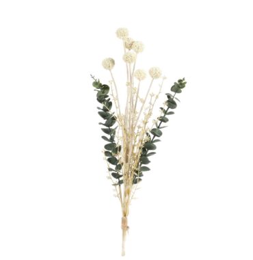 Artificial flower bouquet with eucalyptus - boho stem - cream-green 60 cm