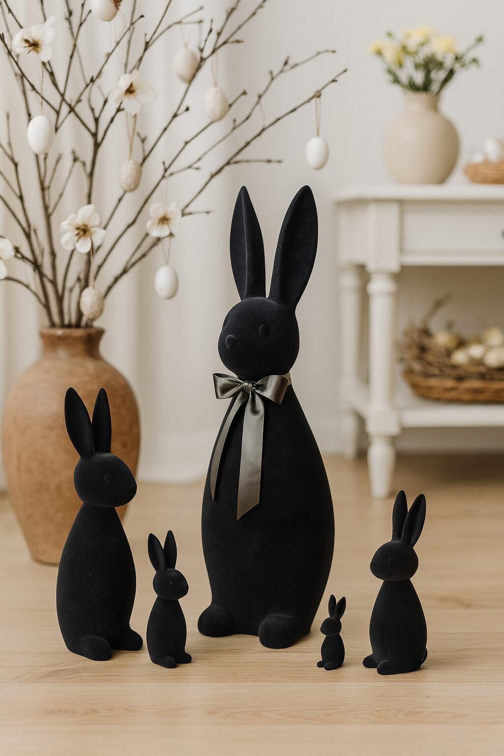 XXL Easter bunny - Mega bunny - Easter decoration - Black flocked - Modern Easter decoration - Gift idea - Height 132cm - Image 6