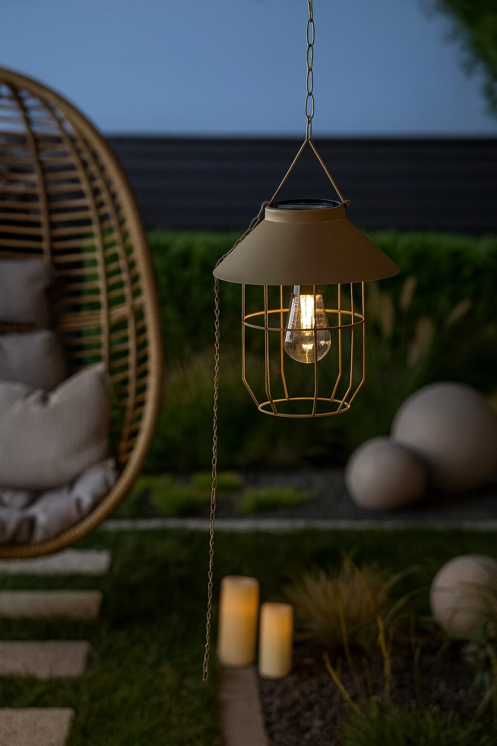 Metal solar lantern - solar hanging lantern - garden lantern weatherproof - outdoor lighting with rechargeable battery - Image 3