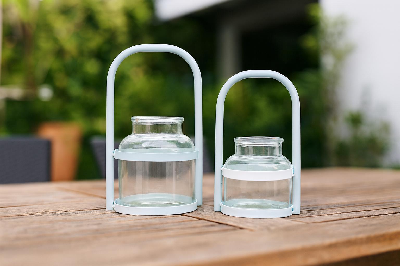 Metall-Windlicht weiß - dekorative Laterne mit Bügel - Beleuchtung für Innen und Außen - 2 Größen – Bild 3