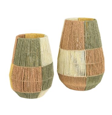 Rattan Laterne Boho Stil – Gartenlaterne & Terrassen Deko in Grün/Braun/Natur – 2 Größen