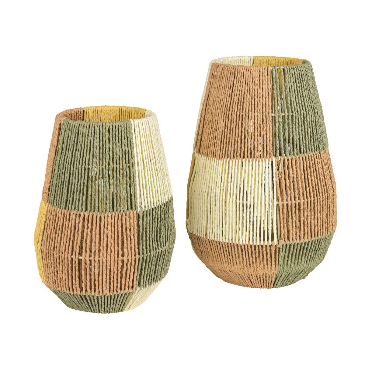 Rattan lantern boho style - garden lantern & patio decoration in green/brown/nature - 2 sizes