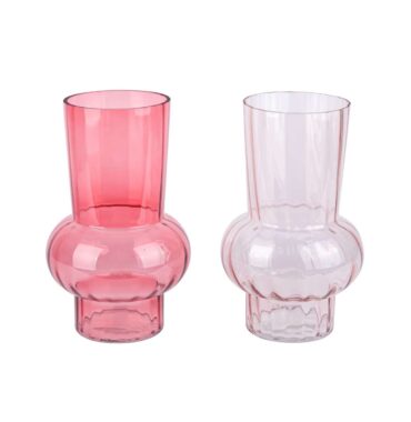 Glasvase in Rosa oder Pink – Moderne Vase für Trockenblumen, Frischblumen & Tischdeko - 2 Größen