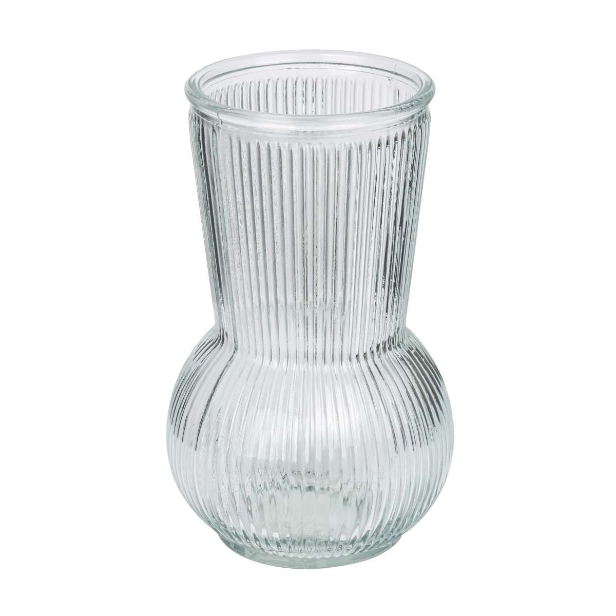 Bellied glass vase clear glass - flower vase - table vase - grooved look - 12x20 cm