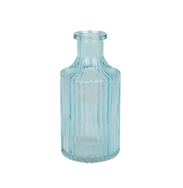 Kleine Glasvase mit Rillen - Blau - Blumenvase - Tischvase