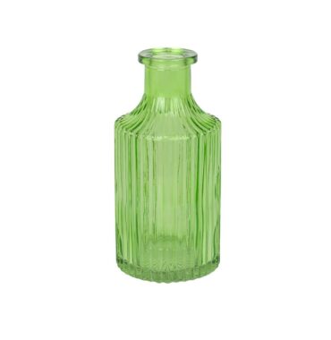 Kleine Glasvase mit Rillen - Grün - Blumenvase - Tischvase