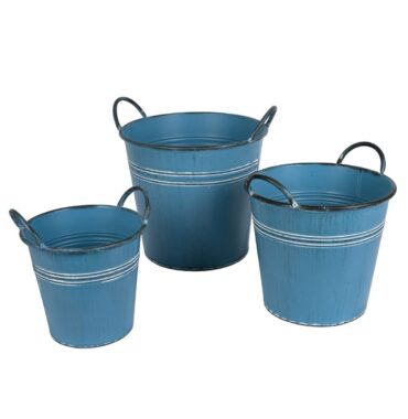 Zinc bucket with handles - Vintage plant bucket - Metal pot for garden and indoor use