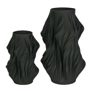 Black vase - 3D print design - Modern home decor - Ceramic flower vase - 2 sizes