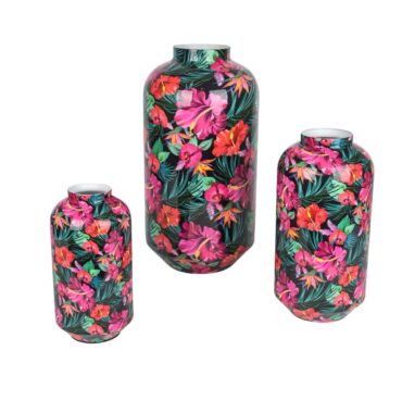 Metal vase with flower motif - Metal flower vase - Japanese design - 3 sizes