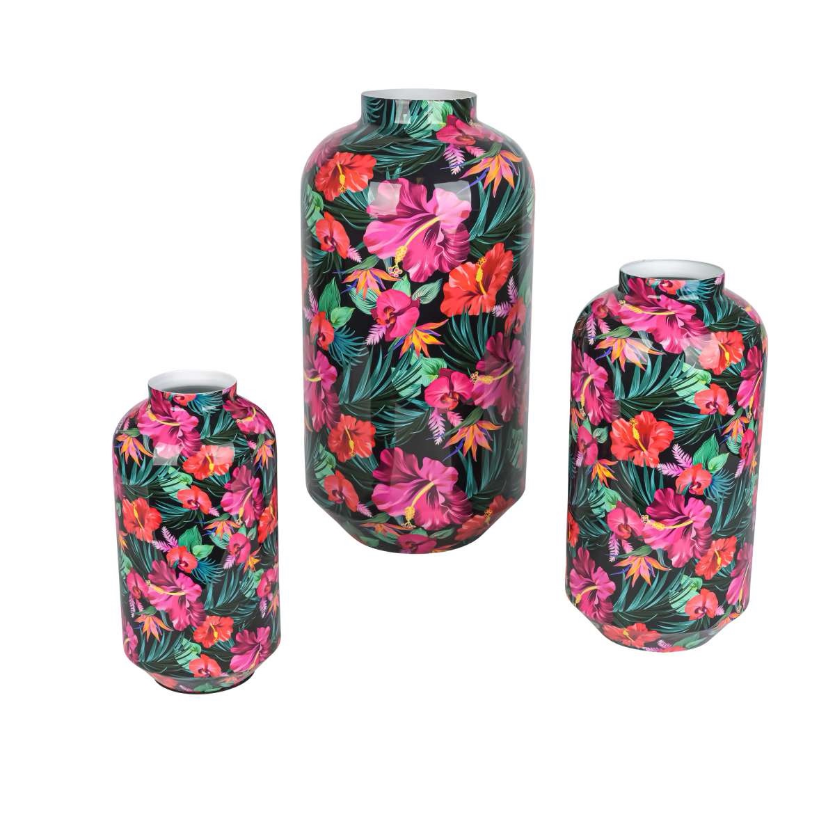 Metal vase with flower motif - Metal flower vase - Japanese design - 3 sizes